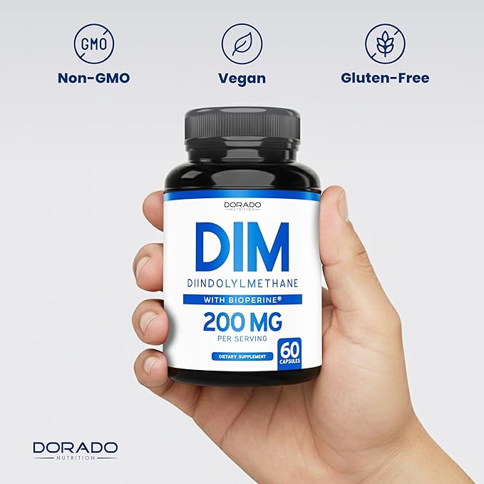 DIM Supplement for Women & Men (Diindolylmethane Estrogen Blocking Supplement, Hormonal Acne Treatment, Hormone Balance for Women) (200mg Per Serving) - Vegan, Gluten-Free, USA Made (60 Capsules)
