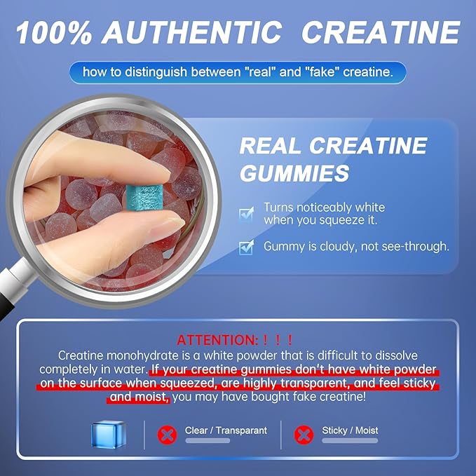 Creatine Monohydrate Gummies for Men & Women, Creatine Gummies for Muscle Strength & Builder, Energy Boost, Advanced Formula L-Taurine + Vitamin B12, Pre-Workout Supplement (120 Count (Pack of 1))