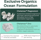 Organics Ocean Pure Magnesium Glycinate with Zinc - Maximum Strength Chelated Magnesium Supplement for Women and Men for Muscle Cramps and Sleep Support - 2 Bottles