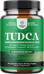 Advanced Bile Salt TUDCA Supplement-Extra Strength TUDCA 500mg per Serving Bile Salts for Gallbladder Kidney and Liver Support-High Purity Tauro Ursodeoxycholic Acid Liver and Gallbladder Cleanse 60ct