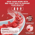 Red Yeast Rice 2,000mg with CoQ10 Gummies - Max Strength Extract Red Yeast Rice Supplement with CoQ10 200 Plus Citrus Bergamot - Natural Cholesterol Support,Vegan, Non-GMO, Gluten-Free – 60 Counts