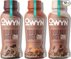 OWYN Only What You Need Double Shot Mocha Latte, Vanilla Latte and Caramel Macchiato Flavored Protein Shake, 20g Protein, 0g Sugar, 3g Fiber, 180mg Caffeine, Dairy Free, Plant Based Protein, 12 CT