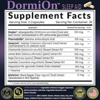 DormiOn™ Sleep + Restore + Stress Supplement | Herbal Sleep Aid for Women & Men | No Melatonin, Non-Habit Forming | Ashwagandha, GABA, Valerian & Magnesium | Vegan, 60 Capsules