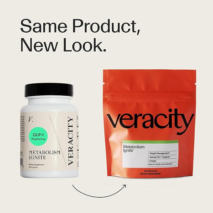 Veracity Metabolism Ignite - Boosts GLP-1 to Reduce Appetite and Cravings for Clinically Proven Weight Loss - Natural GLP-1 & Metabolic Support Supplement - Burns Fat - Side Effect Free - 30 Serving