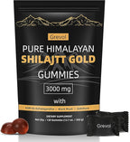 Grevol Himalayan Shilajit Gummies with Ashwagandha Fulvic Acid & 85+ Trace Minerals - No Added Sugar - Individually Wrapped - 120 Gummy