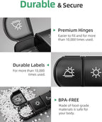 PULIV Weekly Pill Organizer 4 Times a Day with a Business Stylish Bag, Portable Pill Box 7 Day with 28 Compartments for Men, Removable Pill Sorters to Store Vitamin, Medication, Fish Oil, Supplements