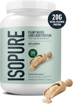 Isopure Plant-Based Protein Powder, Lactose Free, Gluten Free, With Iron, Unflavored, 20g Plant Protein Per Serving, 1.15 Lbs, 20 Servings