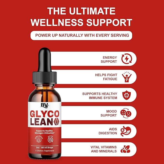 BLUE VIBE Glyco Lean Drops, Glyco Lean Liquid Drop Supplement Maximum Strength Overall Health & Wellness Support, GlycoLean Daily Health Support Liquid Formula Supplement (1 Pack - 2oz / 60ml)