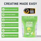 SteelFit Creapure Creatine Monohydrate Gummies for Men & Women, Lemon Lime - Gym Workout Nutritional Supplements for Muscle Gain, Brain Health & Strength Building Dietary Supplement, 120 Gummies