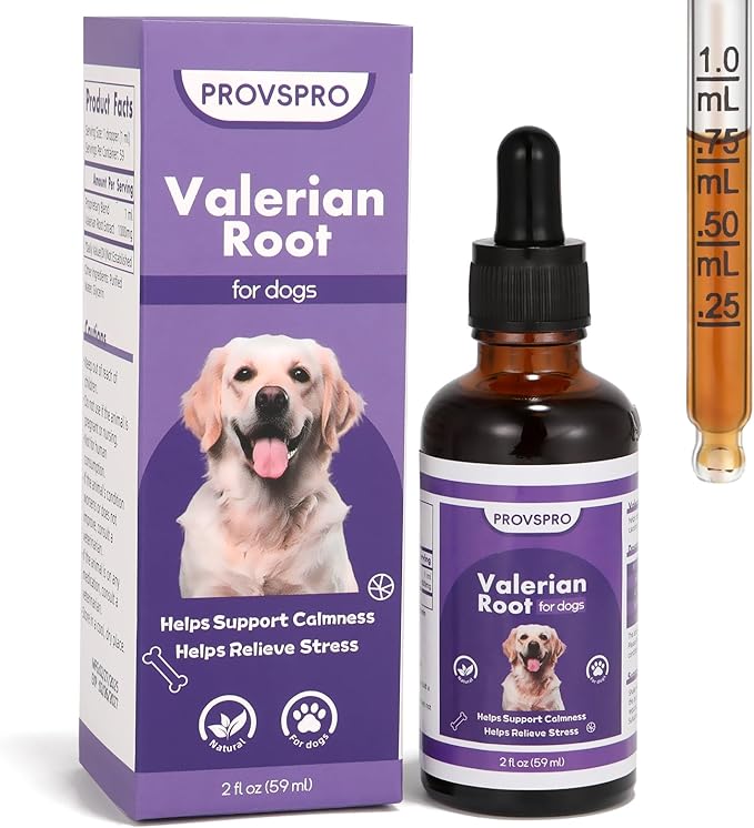Valerian Root for Dogs, Valerian Root for Anxiety and Stress Relief in Dogs, Herbal Supplement to Help Support Calmness, Dog Sedative Calming Drops for Dogs, 2 fl oz