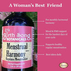 Birth Song Botanicals Menstrual Harmony Tincture, Liquid Herbal Supplement to Support The Menstrual Cycle, Naturally Supports Hormone Balance and Menstruation 2oz Bottle