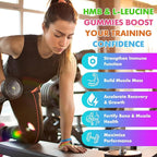 HMB and L-Leucine 3000mg with Calcium Gummies - Muscle Support & Recovery for Adults & Elderly, Vegan, Non-GMO, Gluten Free, 60 Gummies