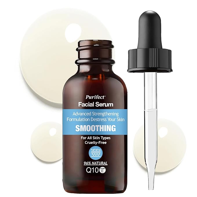Purifect Smoothing Coenzyme Q10 Facial Serum for Anti Aging - Wrinkle & Fine Line Support for All Skin Types, Hydrating Face Serum with Vitamin E, Ceramide NP & Anise Extract, Made in USA - 1 fl oz