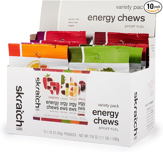 Skratch Labs Energy Chews | Gummies for Running, Cycling & Endurance Quick Carbs for Athletes, Easy to Digest, Real Fruit | Gel Alternative for Runs & Rides | Variety Pack 10 Pack | Gluten Free, Vegan