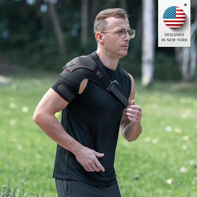 FIGHTECH Shoulder Brace for Torn Rotator Cuff for Men and Women - Support & Pain Relief (Copper Black, Small/Medium)