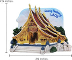 WitnyStore Tiny Wat Xieng Thong Temple of The Golden City in Luang Prabang, Laos Southeast Asia Tourist Attractions Resin Refrigerator Magnet Traveler Souvenir 3D Fridge Magnets