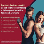 Doctor's Recipes Iron Supplement 65 mg with Vitamin C - Maximized Absorption & Stomach Friendly Iron Pills for Red Blood Cells Formation, Heart, Brain & Immunity Health - Vegan Non-GMO 90 Iron Tablets