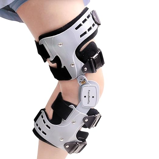 OA Unloader Hinged Knee Brace Support for Osteoarthritis, Rheumatoid Arthritis, Joint Pain | One Size Knee Brace with side stabilizers, Adjustable knee hinged brace (Grey, Left)