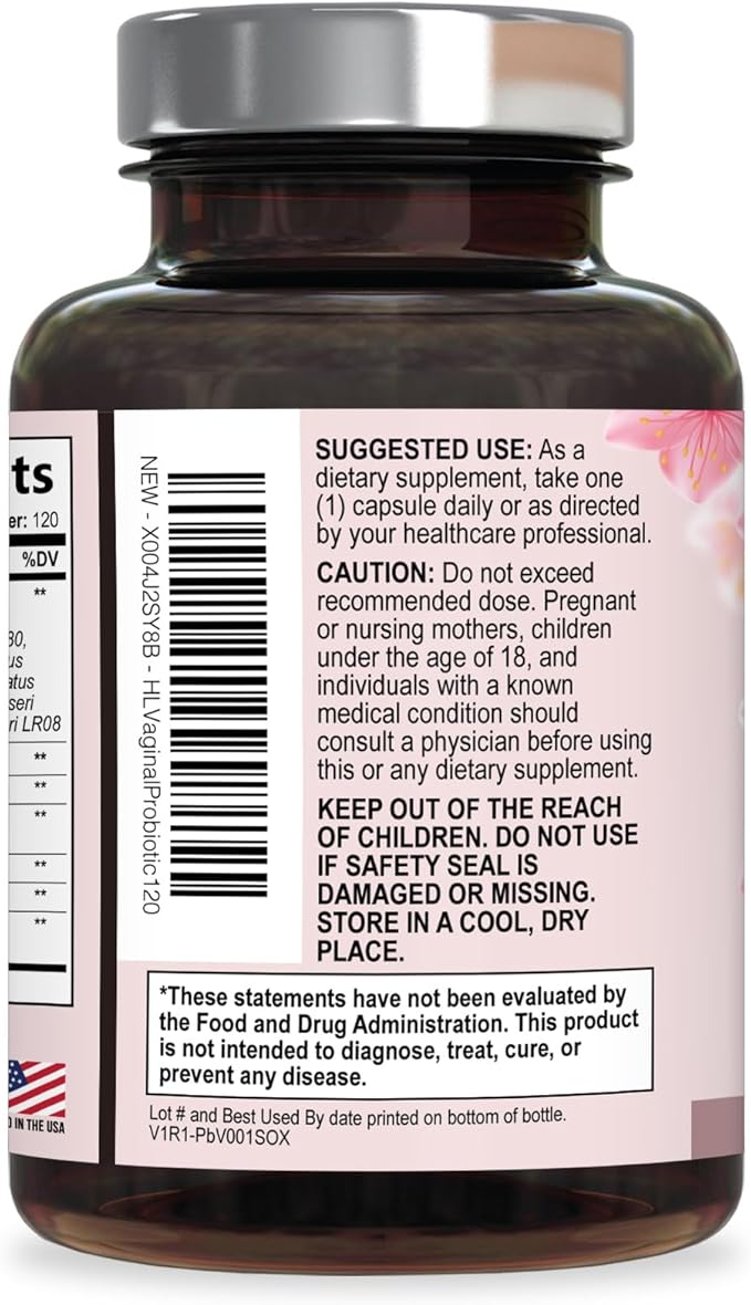 Vaginal Probiotics for Women - Gently Support Feminine Health, pH Balance, Healthy Odor & Vaginal Flora - 50 Billion CFU per Capsule - Improved Formula with Lactobacillus & Cranberry - 120 Capsules