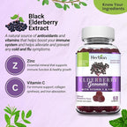 HERBION Elderberry Gummies with Vitamin C & Zinc - Healthy Immune System Support - Gluten-Free & Gelatin-Free - 60 Gummies for Adults & Children 4 Years & Above - Made in USA. (180 Count (Pack of 3)