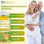Magnesium Glycinate Gummies 400mg, Sugar Free Magnesium Taurate, Malate Supplement with Vitamin D, B6, CoQ10 for Relaxation, Stress Relief, Muscle, Bone & Sleep Support- 60 Pineapple Gummies