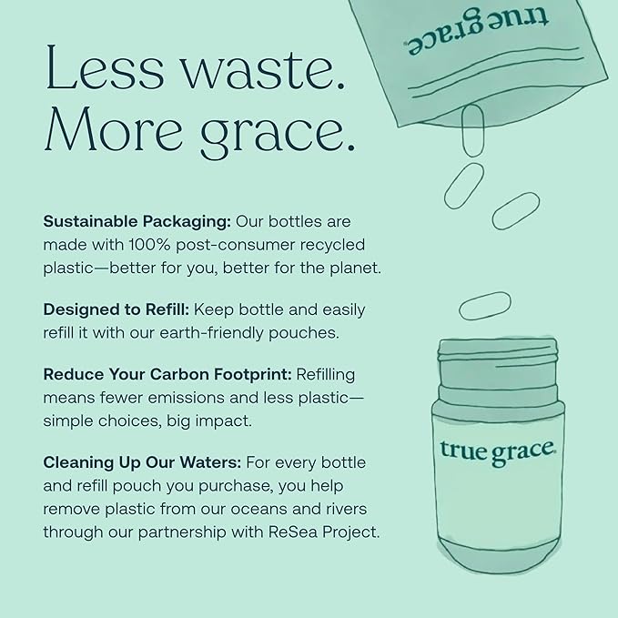 True Grace One Daily Women’s Multivitamin 40+ Fermented Minerals, Organic Adaptogens & Mushrooms Energy, Immune, Bone Support - Non-GMO - Iron, Gluten & Soy Free - 30 Vegan Tablets
