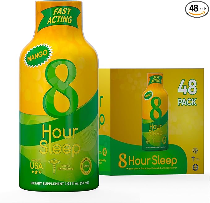 Vitamin Energy 8 Hour Sleep Shot Mango 48 Pack, Melatonin, 5-HTP, GABA, Valerian, Lavender, Nighttime Relaxation & Sleep Support Supplement, Zero Sugar, Vegan, Gluten-Free, Kosher, 1.93 fl oz
