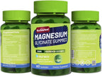 Magnesium Glycinate Gummies 500mg with L-Threonate 300mg - Sugar-Free Magnesium Potassium Supplement with Vitamin D, B6, CoQ10 - Strawberry Flavored - 120 Gummies