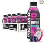 Protein2o Hydration Drink - 2-in-1 Liquid Clear Whey Protein Isolate and Electrolyte Drink - 15g Protein, Vitamins B5, B6 - Post-Workout Recovery - 16.9 Fl Oz - 12 Count Dragon fruit Blackberry