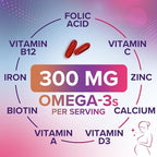 Prenatal Vitamins for Women with Folic Acid + Omega 3 DHA for Fetal Brain Development, Best Prenatal Vitamin Supplement, Daily Pregnancy Multivitamin Nutritional Support, Non-GMO - 120 Softgels