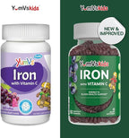 Iron Supplement for Kids – 5 mg Kids Gummies with Vitamin C – Great-Tasting Gummies Grape Flavor – Supports Immune Health & Helps with Iron Deficiency – Vegan, Kosher, Non-GMO – 60 Count