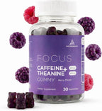 Caffeine and L-Theanine Gummies, Berry Flavor – Smooth Energy and Calm Focus with 50mg Caffeine and 100mg L-Theanine per Gummy; Clean, Crash-Free Energy Gummies for Work, Study & Daily Productivity
