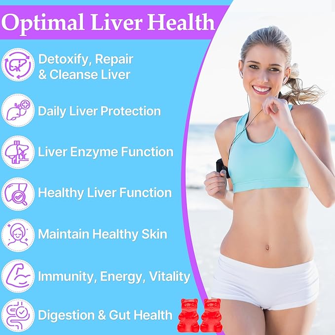 3000mg Liver Detox Repair & Cleanse Gummies | Milk Thistle 2000mg with Turmeric Dandelion Root & Artichoke for Liver Detox, Liver Support & Renew, Antioxidant, Gut, Skin - Fruit Flavor, 60 Gummies