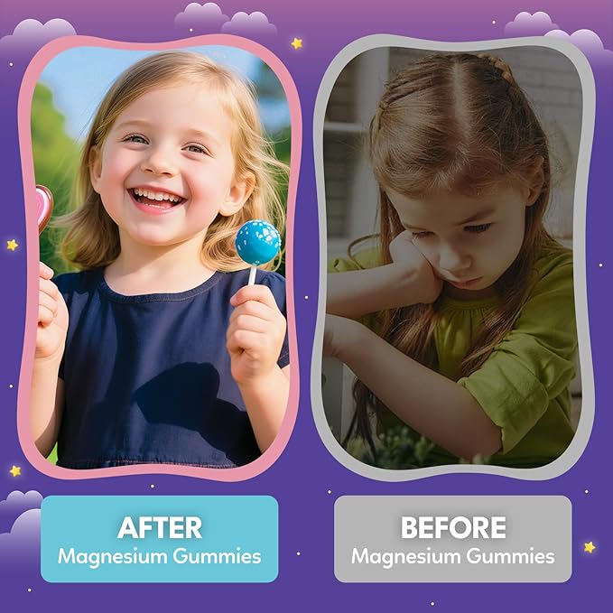 Magnesium Calming Gummies for Kids 4+ & Adults, Sugar Free Magnesium Supplement with L-Theanine, Chamomile, Vitamins B6, D3, K2, Zinc for Sleep, Relaxation, Focus & Muscle Support, Raspberry Flavor