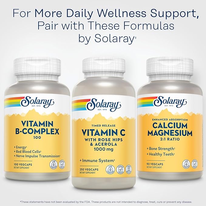 SOLARAY Calcium Magnesium Supplement, Magnesium & Calcium Supplements for Women and Men, 2:1 Ratio, Bone Health & Strength, Vegan, High Absorption, 60-Day Guarantee, 22 Servings, 90 VegCaps