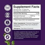 Natures Craft Activated Charcoal Pills Detox & Cleanse - Purifying Coconut Capsules with 1200 mg Per Serving for Bloating Relief - Active Detox Supplement for Body & Gut Health - 90 Count