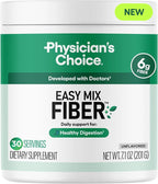 Physician's CHOICE Easy Mix Fiber for Digestive Health & Regularity - No Grit, Sugar Free, & Tasteless - Daily Prebiotic Soluble Fiber Powder Supplement for Women and Men - Unflavored - 7.1oz