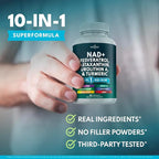 NEW AGE NAD+ Supplement - Astaxanthin, Urolithin A, Resveratrol, CoQ10 & Antioxidant Blend – Cellular Energy, Mitochondrial Support – Vegan, Non-GMO- 120 Count