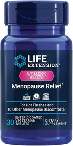 Life Extension Menopause Relief – Siberian Rhubarb, Menopause Supplement for Women, Ease hot Flashes, Mood Swings, Night Sweats Relief, Hormone-Free, Gluten-Free, Non-GMO, Vegetarian, 30 Tablets