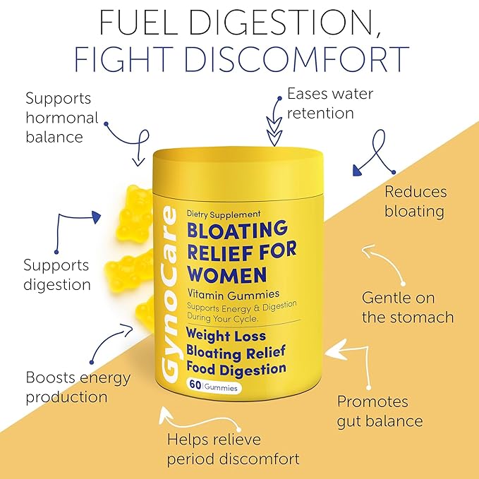 Bloating Relief for Women, Debloating for Women | Supports Period Bloat, Digestion & Water Weight Balance | Helps Before & During Your Cycle | 60 Vegan Gummies | Daily Digestive Support Supplement