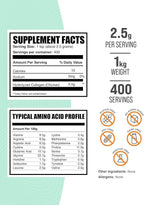 BulkSupplements.com Chicken Collagen Powder - Hydrolyzed Collagen Supplement, for Hair, Skin, & Nails - Unflavored & Gluten Free, 2.5g per Serving, 1kg (2.2 lbs) (Pack of 1)