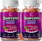 Quercetin Gummies, Quercetin with Bromelain, Vitamin C, Zinc & Elderberry, High Potency Immune Support, Respiratory Health & Antioxidant Supplement for Adult & Kid, Vegan, 60 Gummies (2 Pack)