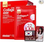 m2 Super Collagen Drink Liquid, Super Concentrate 6000mg Dual Peptide Collagen, Secrets of Korean Celebs, 68% More Collagen After 24 Hours, Drink from Pouch, No Added Sugar (8pk)