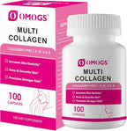 OMOGS Collagen Peptides Capsule，Naturally Sourced Hydrolyzed Collagen with prebiotic & Cranberry Extract - Hair, Skin, Nail, Joint, Digestive Health & Immune Support, Non-GMO, 100 Capsule