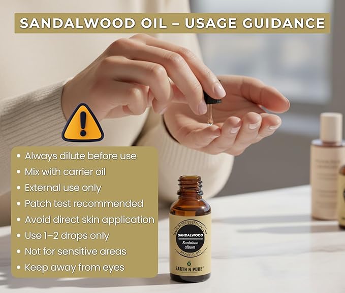 Earth N Pure Sandalwood Essential Oil (Chandan Oil) for Skin Pure and Natural 50 ml