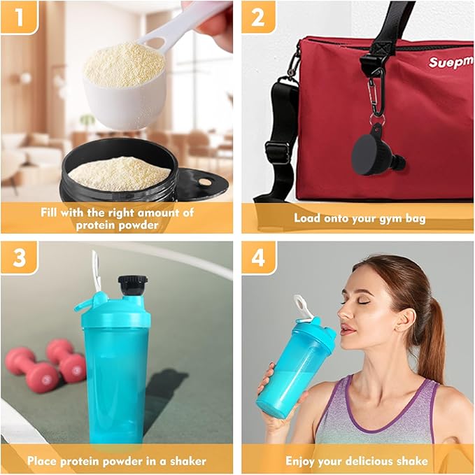 2 Pack Protein Powder Funnel, Portable Protein Powder Keychain, 50ml Protein Powder Holder, Protein Powder Container for Workouts, Fitness and Traveling