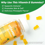 Aromlife Vitamin E 400 IU Gummies for Immune, 268mg Per Serving Vitamin E Gummies for Women and Men Skin Glow & Cell Wellness, 60 Count Pineapple Flavor Sugar-Free Gluten-Free