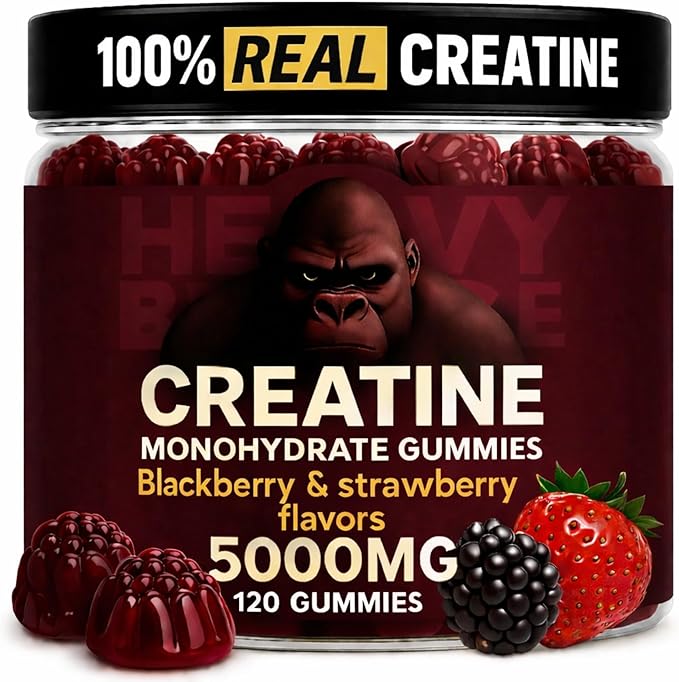 Creatine Monohydrate Gummies 5g Sugar Free Creatine with Vitamin B12 and L-Taurine | Muscle Growth for Men and Women | Low Calorie Formula 120 Gummies for 30 Servings, Mixed Berry