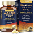 9-in-1 Magnesium Glycinate 500mg + Vitamin D3 5000 IU & K2 Complex - High Absorption - Healthy Stress, Sleep, Muscle Function, Bone Health & Energy Supports | Non-GMO, Gluten-Free 120 Softgels