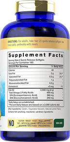 Carlyle Fish Oil Omega 3 Supplements | 2000mg | 320 Softgels | EPA & DHA | 600mg Total Omega-3 | Non-GMO, Gluten Free Pills